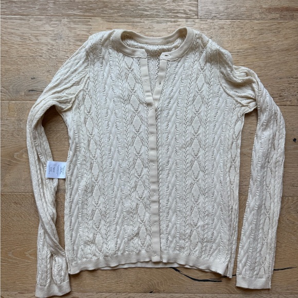 NEW Sezane Ruben  Elegant Cream Cable Knit Pointelle Cardigan SzXS/S price firm! - Picture 6 of 11